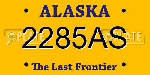 2285AS Alaska License Plate