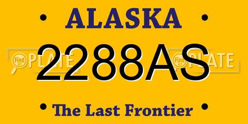 2288AS Alaska License Plate