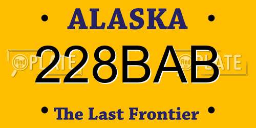 228BAB Alaska License Plate