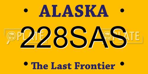 228SAS Alaska License Plate