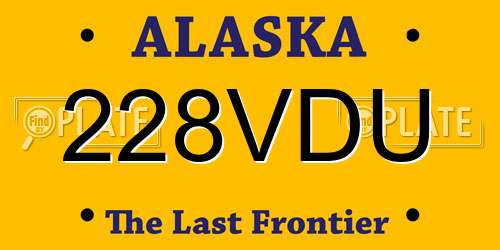 228VDU Alaska License Plate