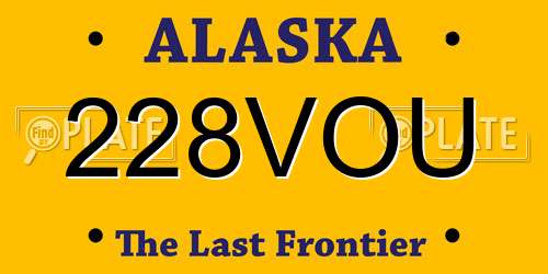 228VOU Alaska License Plate