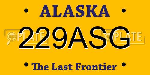 229ASG Alaska License Plate