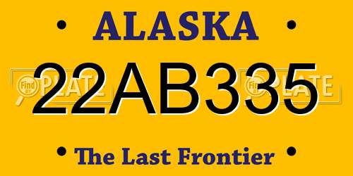 22AB335 Alaska License Plate