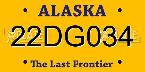 22DG034 Alaska License Plate