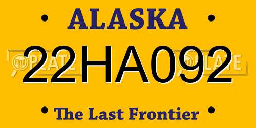 22HA092 Alaska License Plate