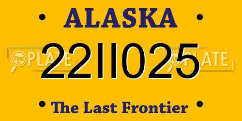 22II025 Alaska License Plate