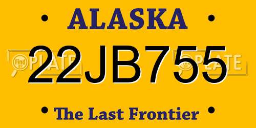 22JB755 Alaska License Plate