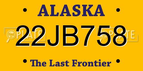 22JB758 Alaska License Plate