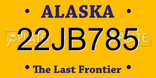 22JB785 Alaska License Plate
