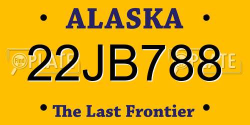 22JB788 Alaska License Plate