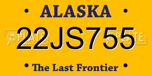 22JS755 Alaska License Plate