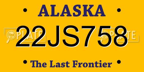 22JS758 Alaska License Plate