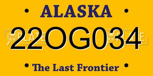 22OG034 Alaska License Plate