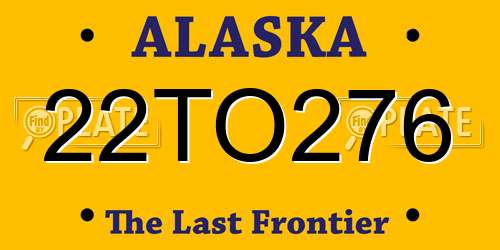 22TO276 Alaska License Plate