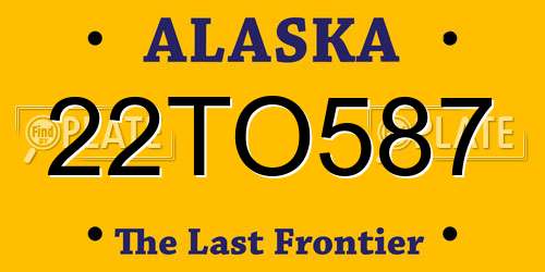 22TO587 Alaska License Plate