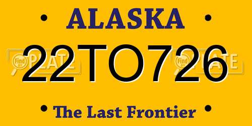 22TO726 Alaska License Plate