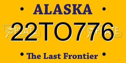 22TO776 Alaska License Plate