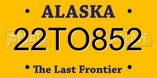 22TO852 Alaska License Plate
