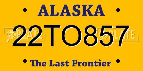 22TO857 Alaska License Plate