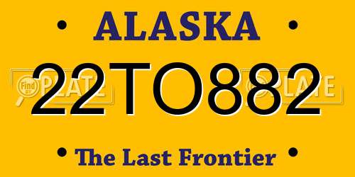 22TO882 Alaska License Plate