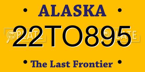 22TO895 Alaska License Plate