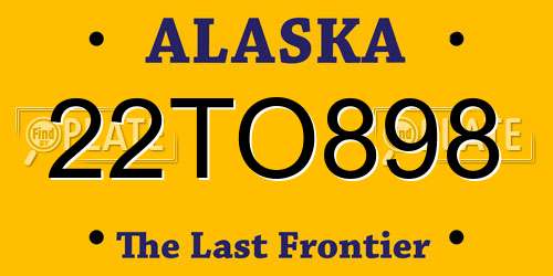 22TO898 Alaska License Plate