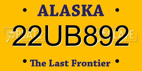 22UB892 Alaska License Plate
