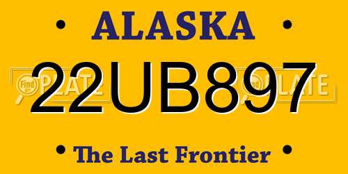 22UB897 Alaska License Plate
