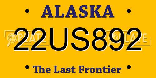 22US892 Alaska License Plate