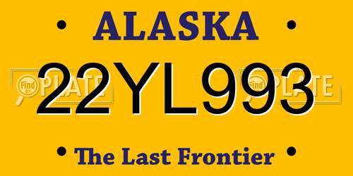 22YL993 Alaska License Plate