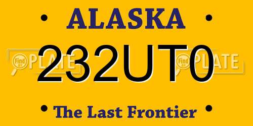 232UT0 Alaska License Plate