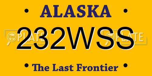 232WSS Alaska License Plate