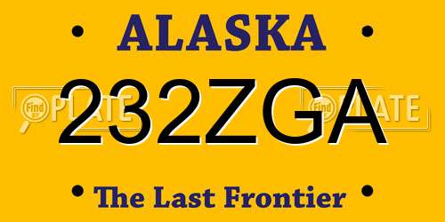 232ZGA Alaska License Plate