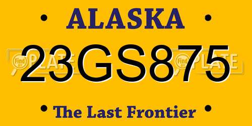 23GS875 Alaska License Plate