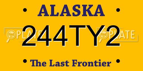 244TY2 Alaska License Plate