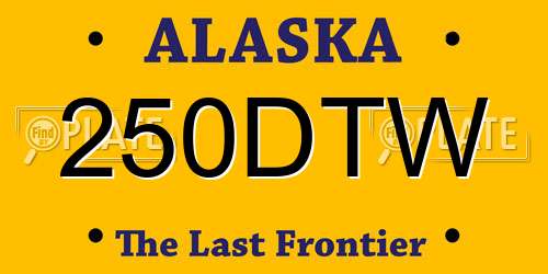 250DTW Alaska License Plate