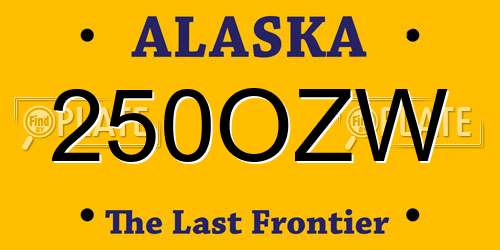 250OZW Alaska License Plate