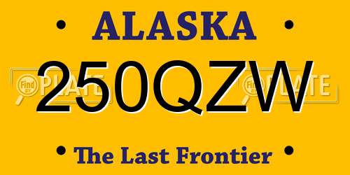 250QZW Alaska License Plate