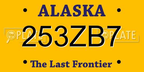 253ZB7 Alaska License Plate