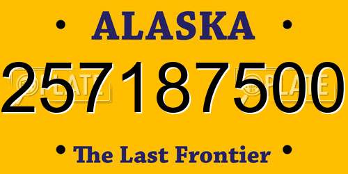 257187500 Alaska License Plate