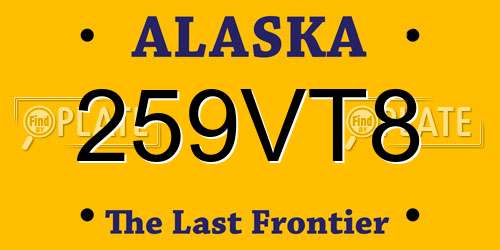 259VT8 Alaska License Plate