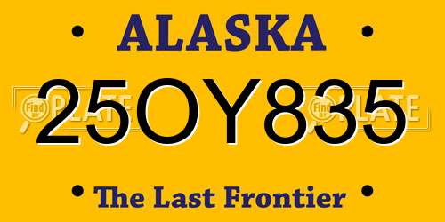 25OY835 Alaska License Plate