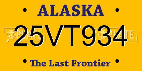 25VT934 Alaska License Plate