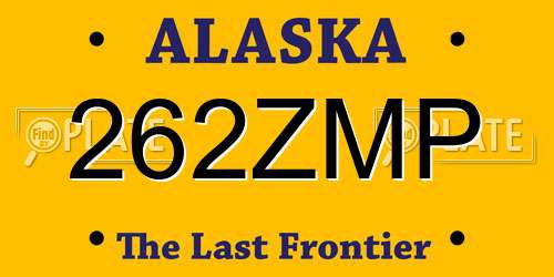 262ZMP Alaska License Plate