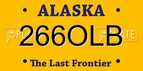 266OLB Alaska License Plate