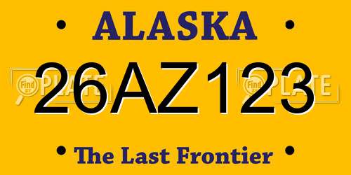 26AZ123 Alaska License Plate