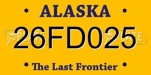 26FD025 Alaska License Plate