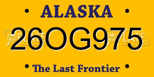 26OG975 Alaska License Plate