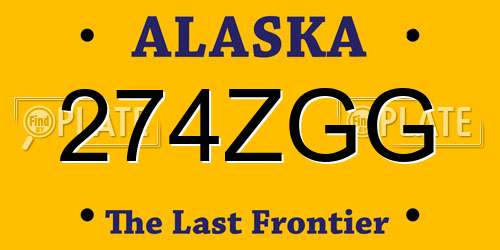 274ZGG Alaska License Plate